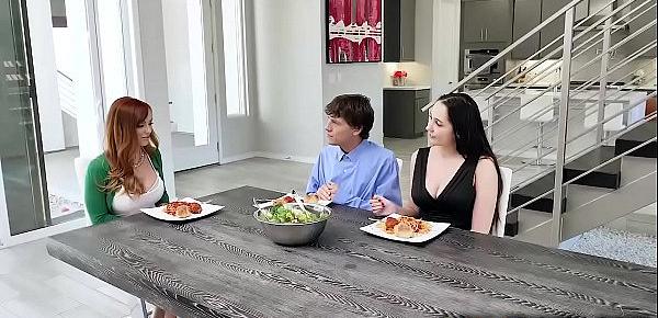  Hot MILF Dani Jensen finally meet her dauthers new boyfriend and she likes him.She decided to seduce him then started a quick sex with at the kitchen.